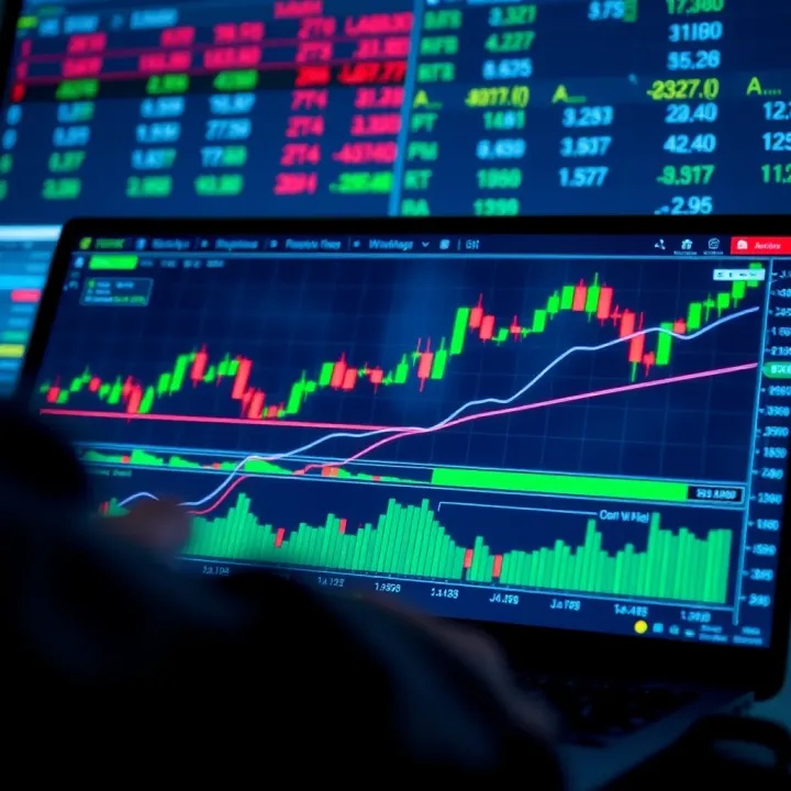 Navigating Online Forex Trading Platforms Illustration of digital forex trading platform with currency pairs and chart analysis