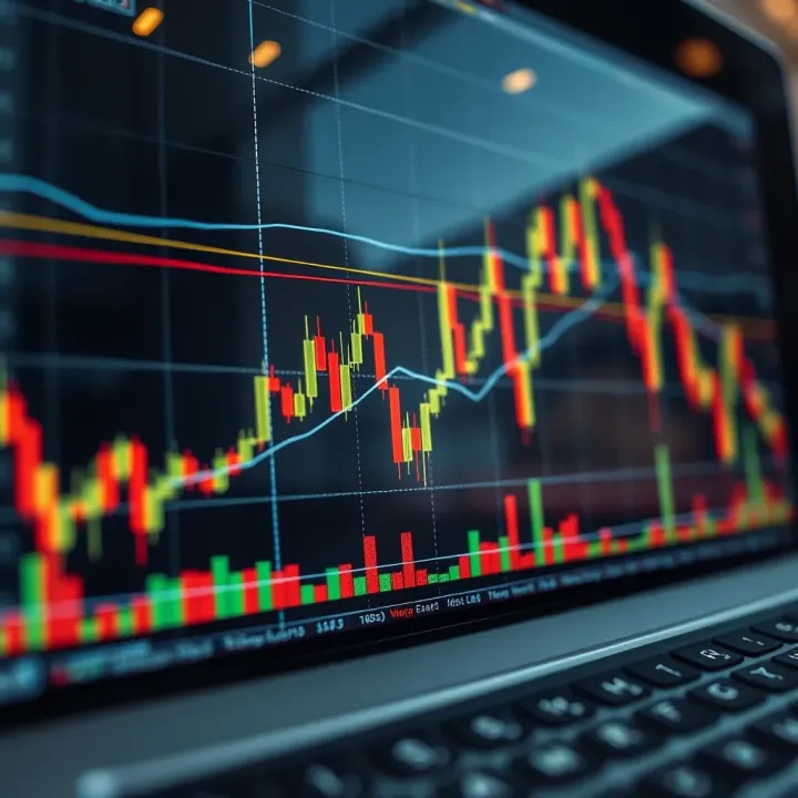 Chart displaying forex currency pairs with technical indicators and trend lines