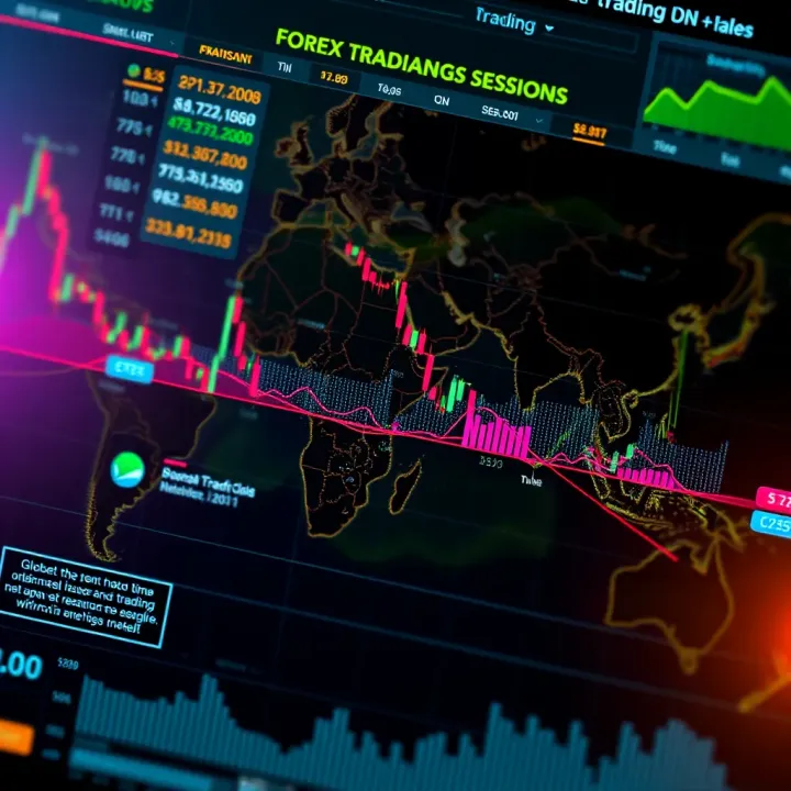 World map highlighting major forex trading sessions overlap times