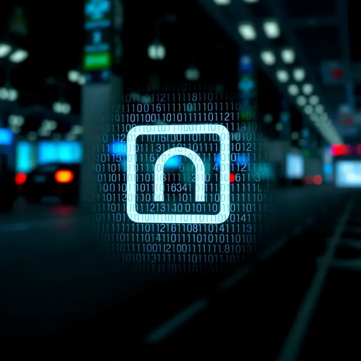 Abstract representation of a binary code pattern integrated into a sleek logo design symbolizing digital innovation