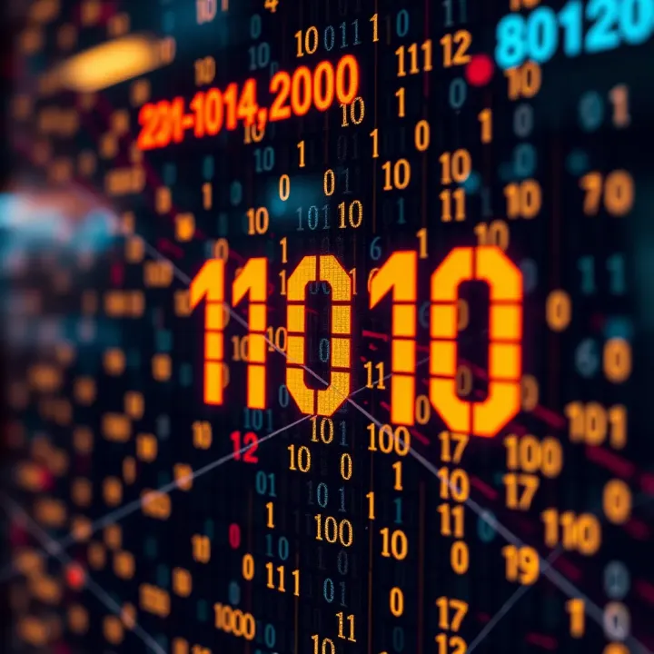 Creative Motivation Through Binary and Technology Abstract digital artwork representing creativity and innovation in technology with binary numbers