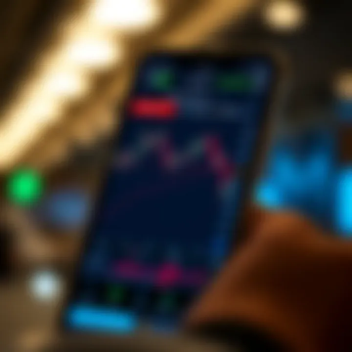 User interface showcasing trading charts and market analysis on a mobile device