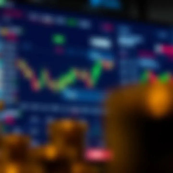 User interface of a cryptocurrency trading app showing various digital currencies and real-time price charts