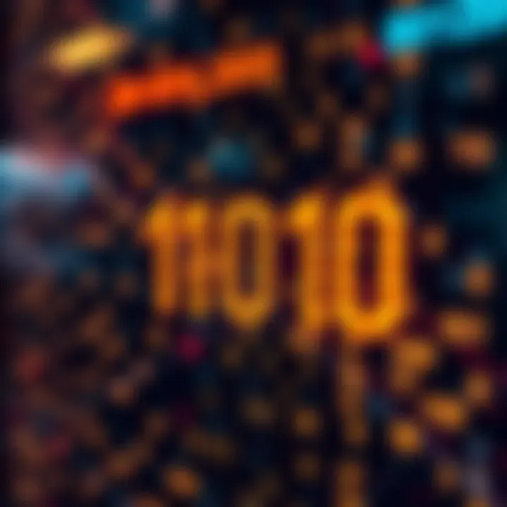 Abstract digital artwork representing creativity and innovation in technology with binary numbers