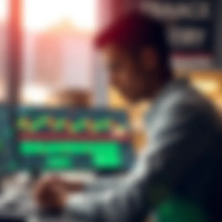 Conceptual graphic showing analysis of risks and strategies in binary options trading