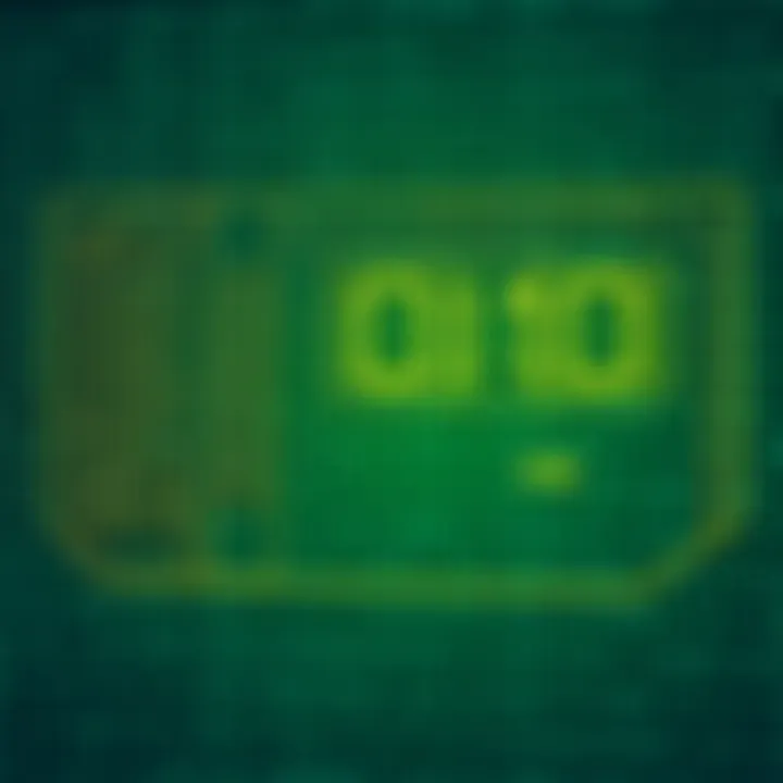 Diagram illustrating the binary digits representing a decimal number using a series of on and off states