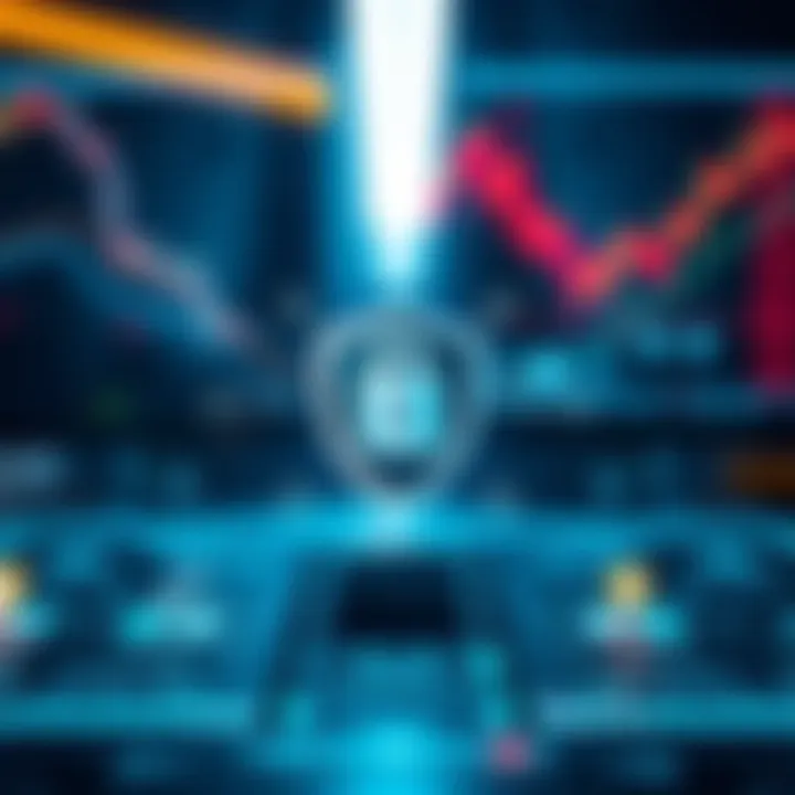 Illustration of a secure digital platform with icons representing regulatory compliance and trading tools