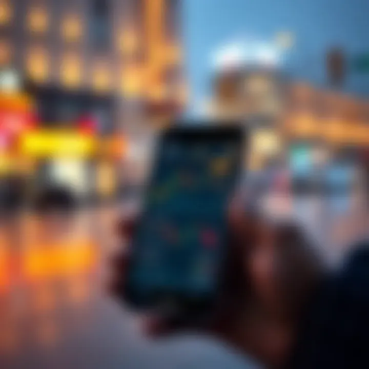 Smartphone displaying Bitcoin trading application interface with charts and market data