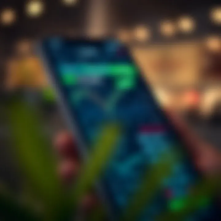 User interface of a forex trading app showing currency exchange rates and charts