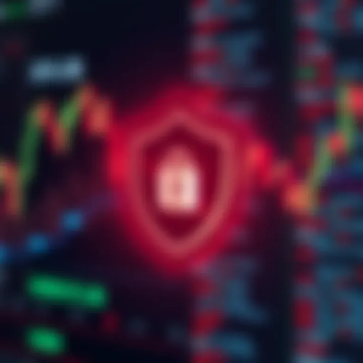 Enhanced Security Features for Forex Trading Applications Security shield icon overlaying a digital background representing app security features for forex trading