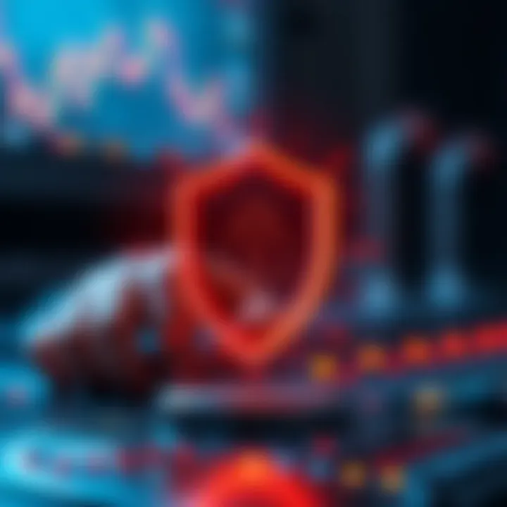 Enhanced Security Features for Safe Online Trading Secure digital shield icon representing protection of online trading accounts and data security