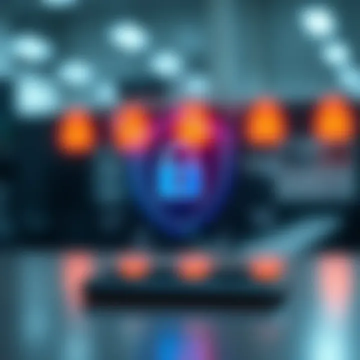 Graphic showing security shield and digital lock icons representing secure mobile trading