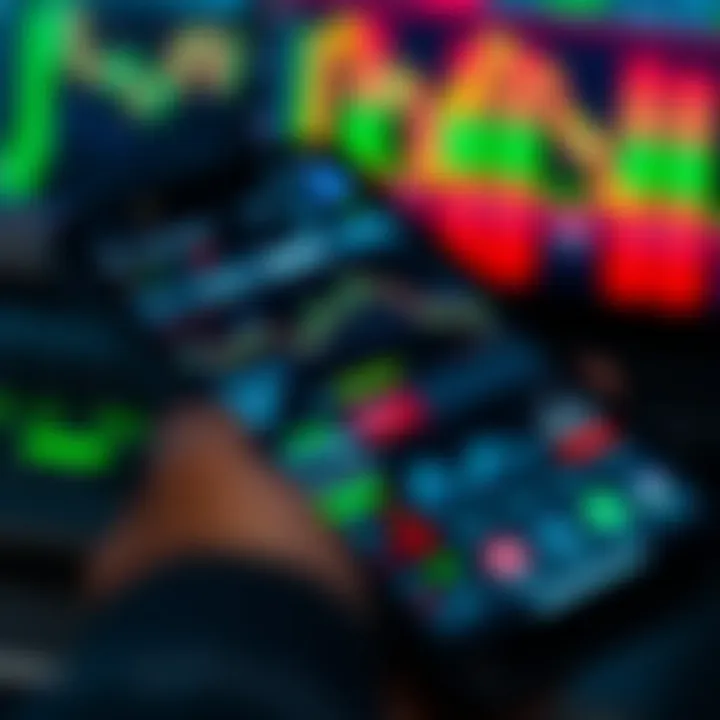 User Interface of a Trading Application with Market Analysis Tools Mobile phone screen displaying various trading graphs and market data in a user-friendly layout