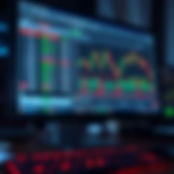 A computer screen displaying a forex trading demo platform with currency charts and trading tools