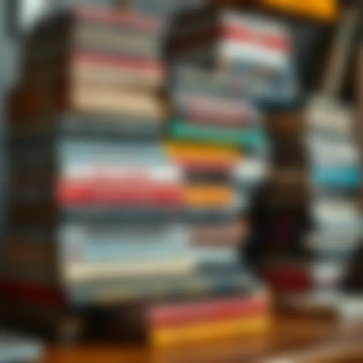 Collection of Forex Trading Books Covering Strategy and Psychology Stacks of diverse forex trading books with focus on strategy and psychology