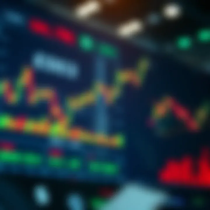 Digital representation of foreign exchange market with currency symbols and charts