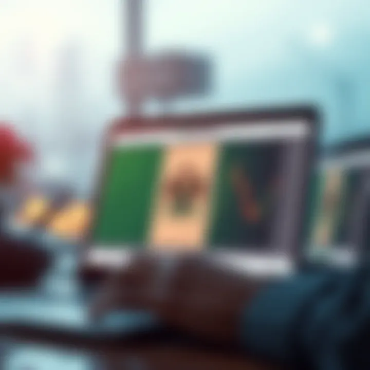 Conceptual graphic showing secure online payment methods with Nigerian flag colors