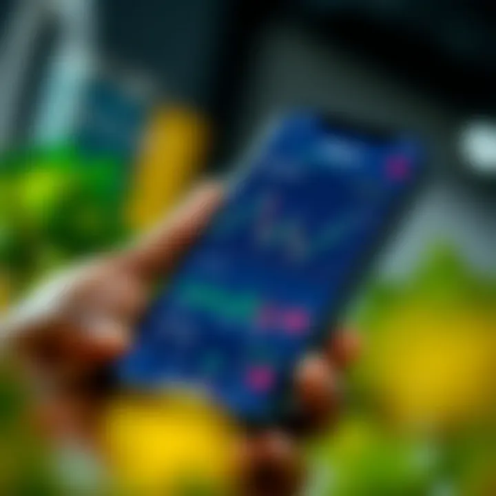 Mobile phone displaying a secure trading app interface with Nigerian Naira and cryptocurrency charts