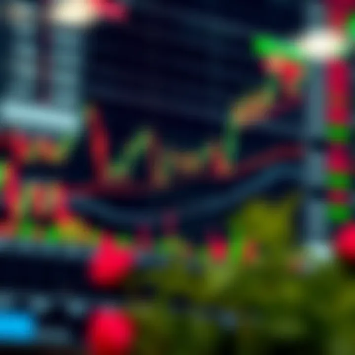 Chart showing currency price movements with trend lines and indicators for trading strategy analysis