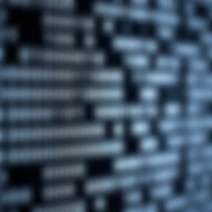 Visual representation of binary data using a chart with black and white blocks illustrating ones and zeros