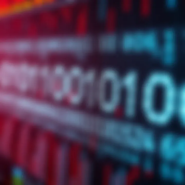 Diagram showing binary digits representing data in a computing system