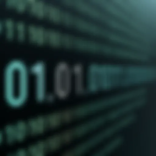 Visual depiction of binary digits arranged in a sequence illustrating the binary numbering system