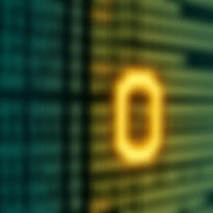 Diagram illustrating the binary number system with zeros and ones arranged in columns