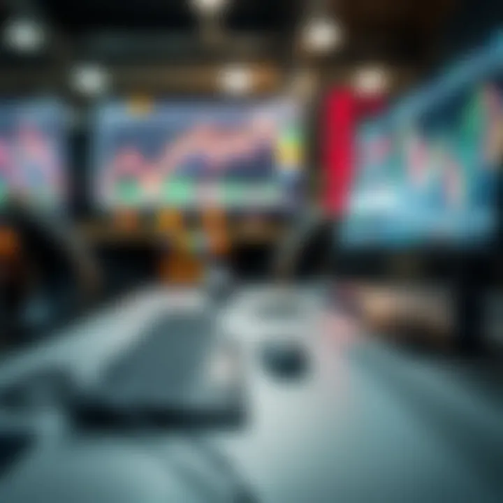 Illustration showing automated trading software analyzing market charts