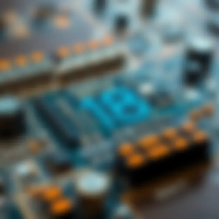 Digital Electronics Demonstrating Binary System Applications Circuit board illustration representing digital electronics using binary code principles