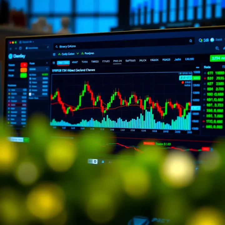 Screenshot showing a user-friendly binary options trading platform interface with charts and trading options