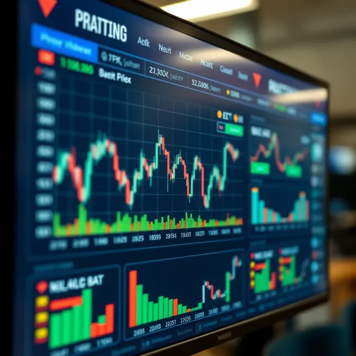 Graph showing crypto trading bot performance analytics on digital screen