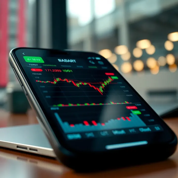 Dashboard displaying live forex trade alerts and currency charts on a mobile device