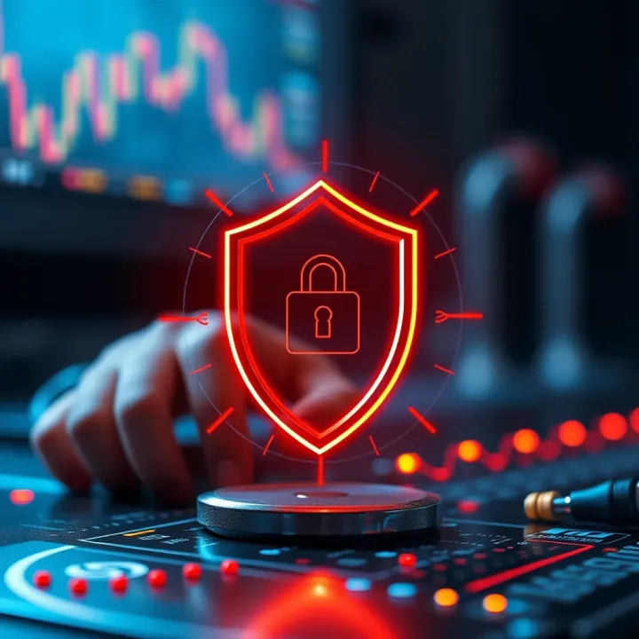 Secure digital shield icon representing protection of online trading accounts and data security