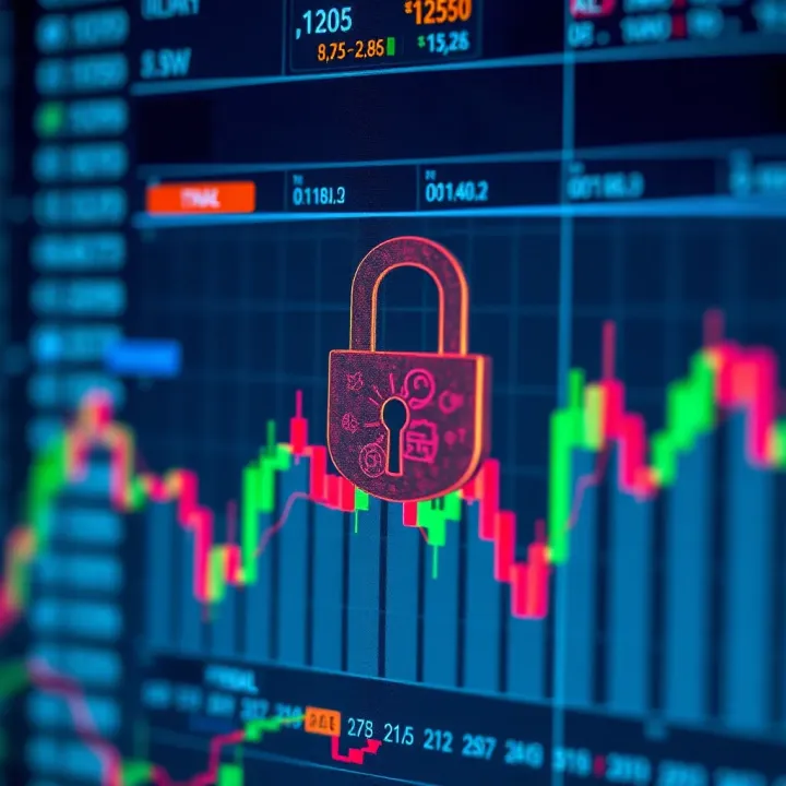 Lock symbol representing security measures in a digital stock trading platform