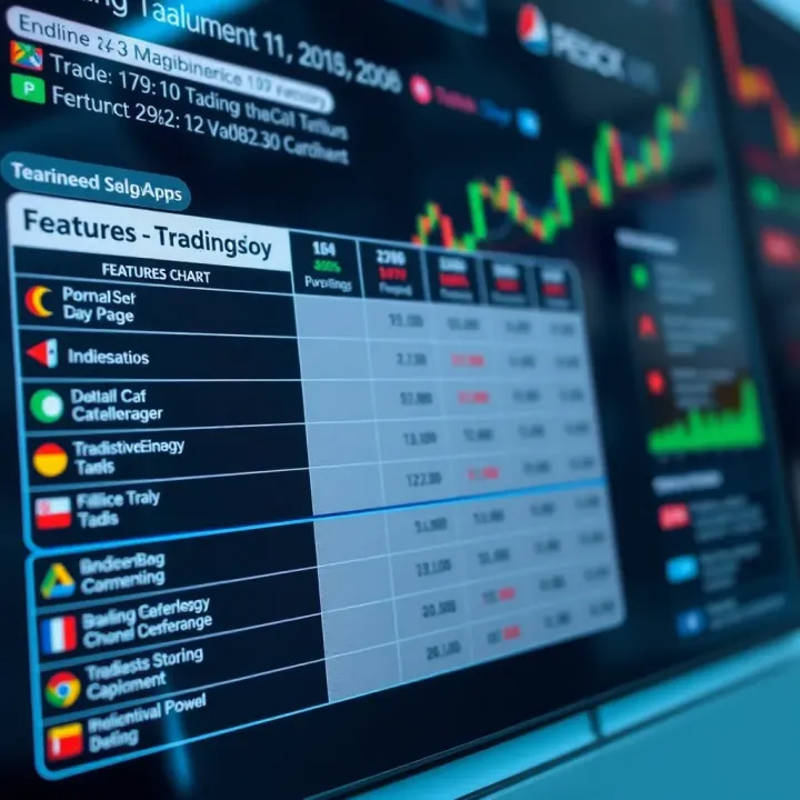 Comparison chart displaying features of popular trading applications