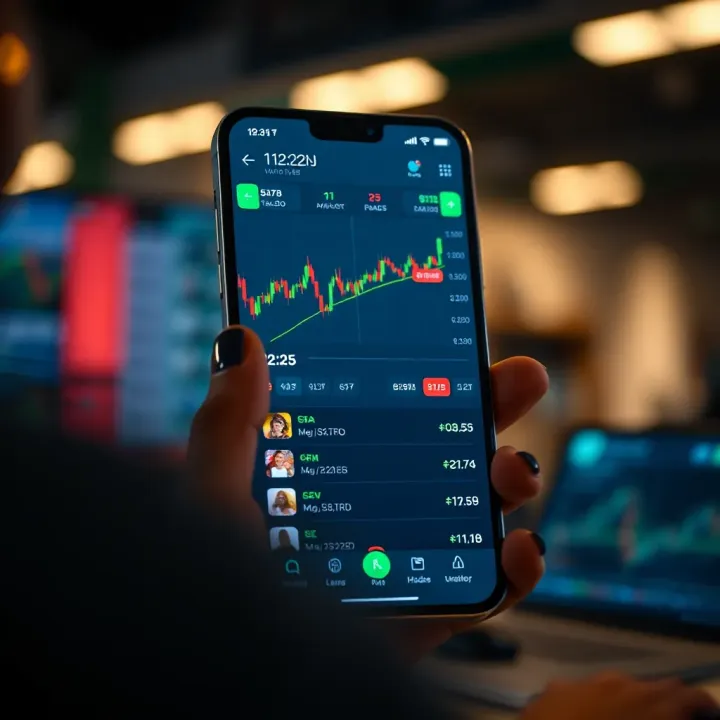 Overview of a User-Friendly Mobile Trading Platform User-friendly interface of a mobile trading application displaying charts and trading options