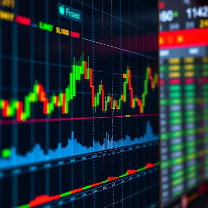 Graph showing various Forex trading indicators with highlighted signals in a financial chart