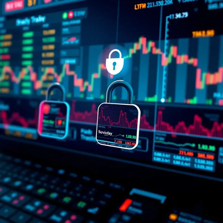 Digital Security in Forex Trading Platforms Secure financial technology concept showing digital security with locks and currency symbols