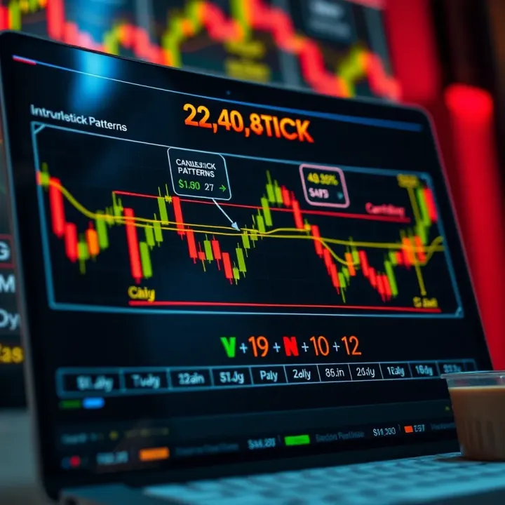 Diagram showing interpretation and application of candlestick patterns in market analysis