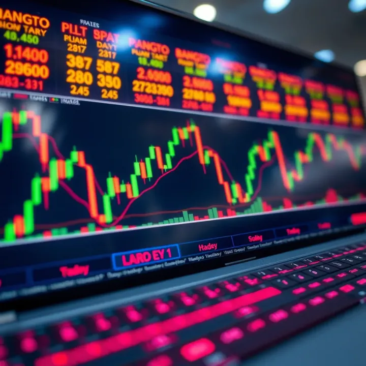 Chart displaying candlestick patterns with technical indicators used in binary options trading