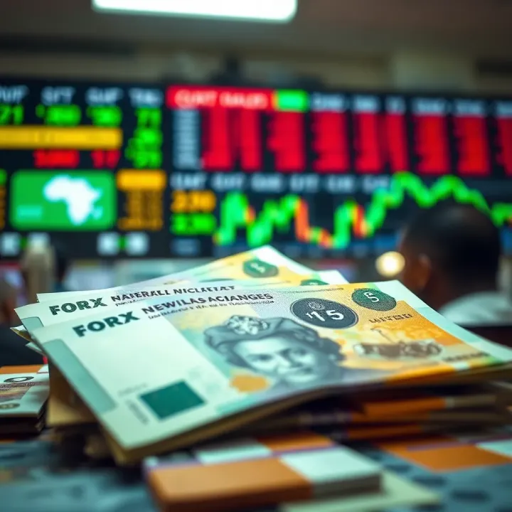 Nigerian naira notes and forex trading charts representing currency exchange activities