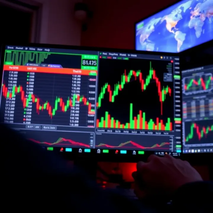A digital currency chart displaying forex market trends on a computer screen