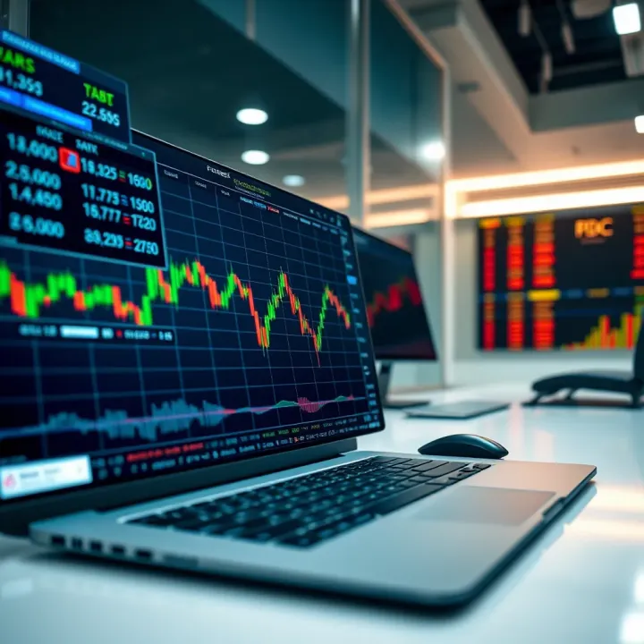 Digital interface displaying forex trading platform with currency pairs and market data