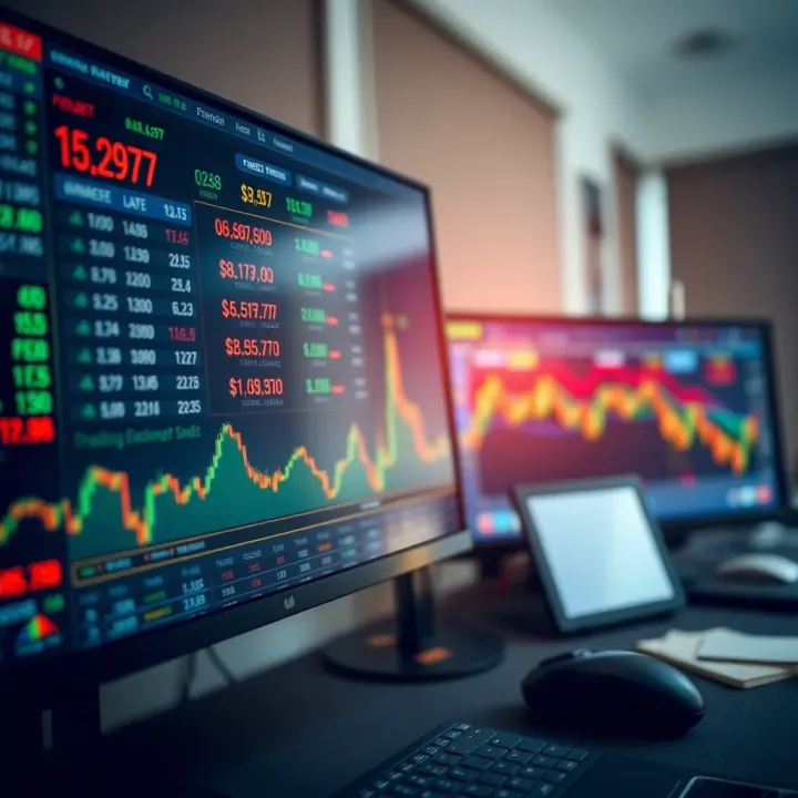 A desktop setup showing multiple currency exchange rates and trading indicators