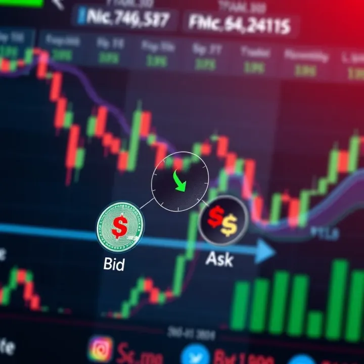 Essential Forex Trading Terminology and Market Concepts Diagram illustrating key forex trading terms including bid, ask, spread, and leverage with exchange rate symbols