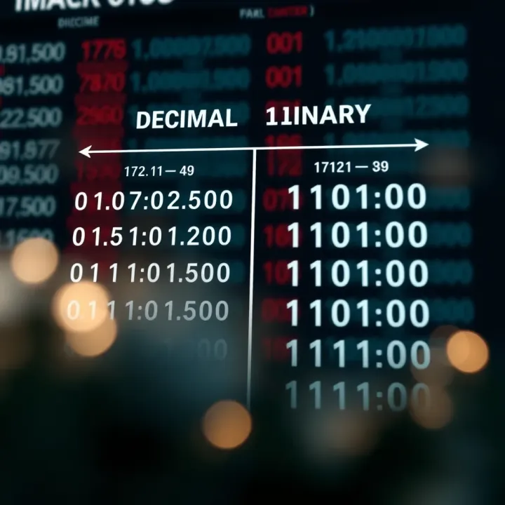 Diagram displaying the difference between decimal and binary number systems