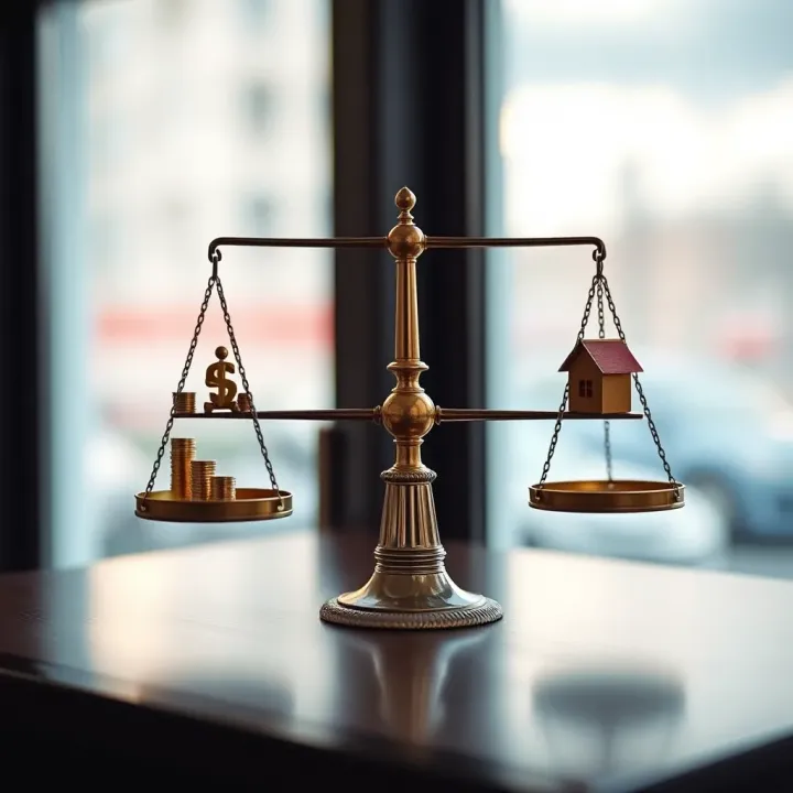 Balancing Risk and Reward in Forex Trading Abstract representation of risk management in forex with balancing scales and financial symbols
