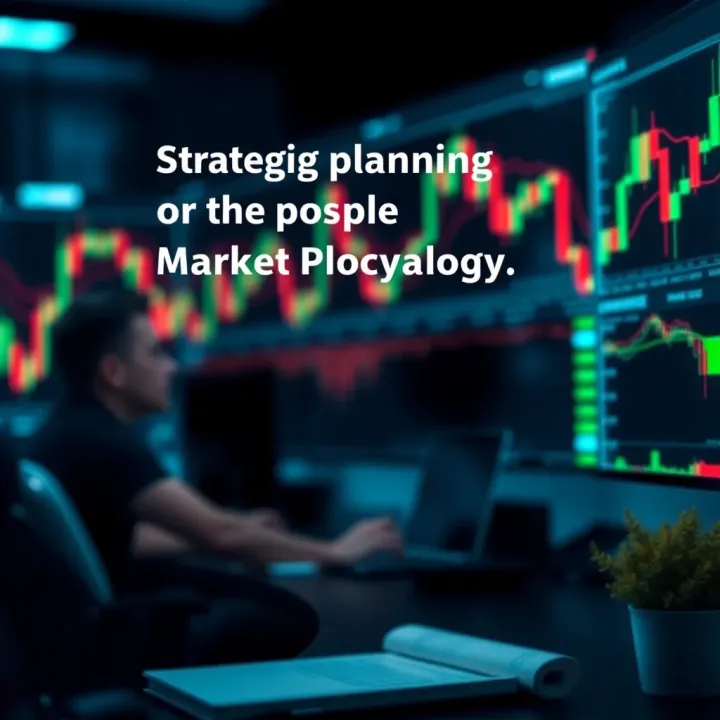 Conceptual graphic showing strategic planning and market psychology in forex trading