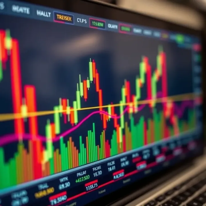 Forex trading chart showing currency pair fluctuations on a digital screen