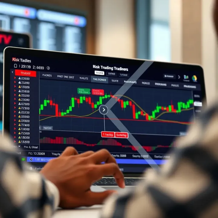 Graphic showing secure online trading platform interface highlighting risk management tools